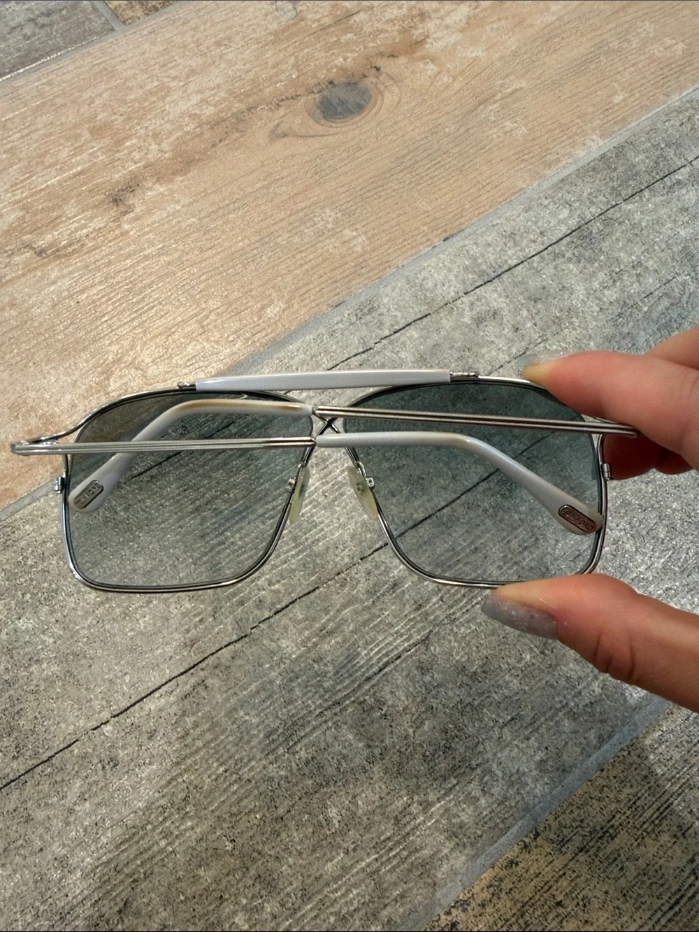Tom Ford Crossover Aviator Frame Designer Sunglasses Silver Gray